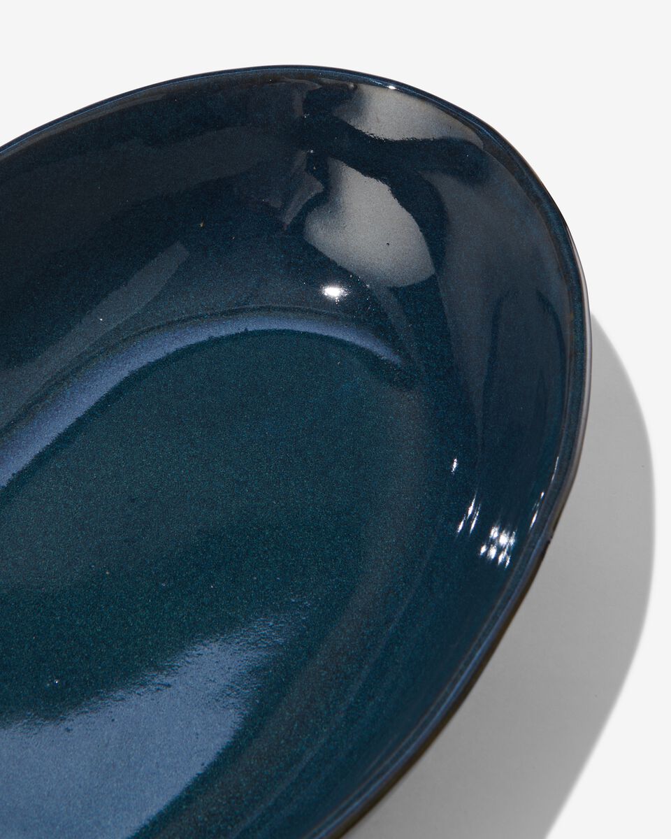 schaal hoog - 30 cm - Porto - reactief glazuur - donkerblauw - 9602225 - HEMA