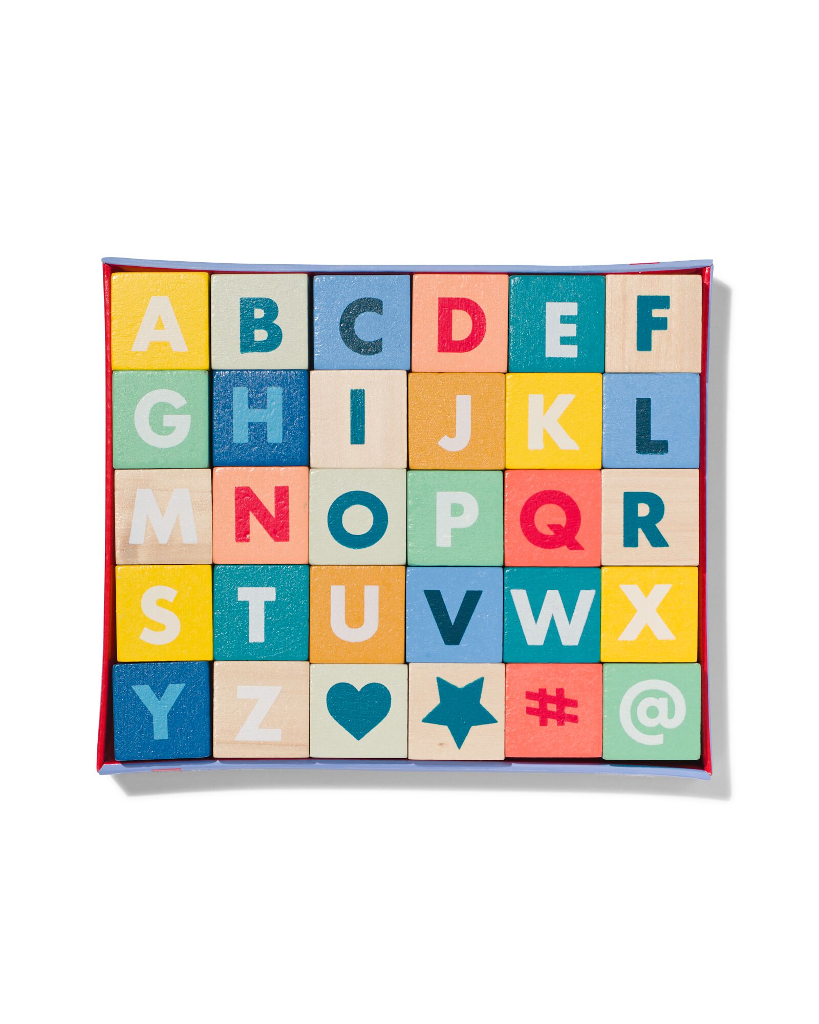 alfabet blokken hout 3.5x3.5x3.5cm 30-delig - 15130083 - HEMA