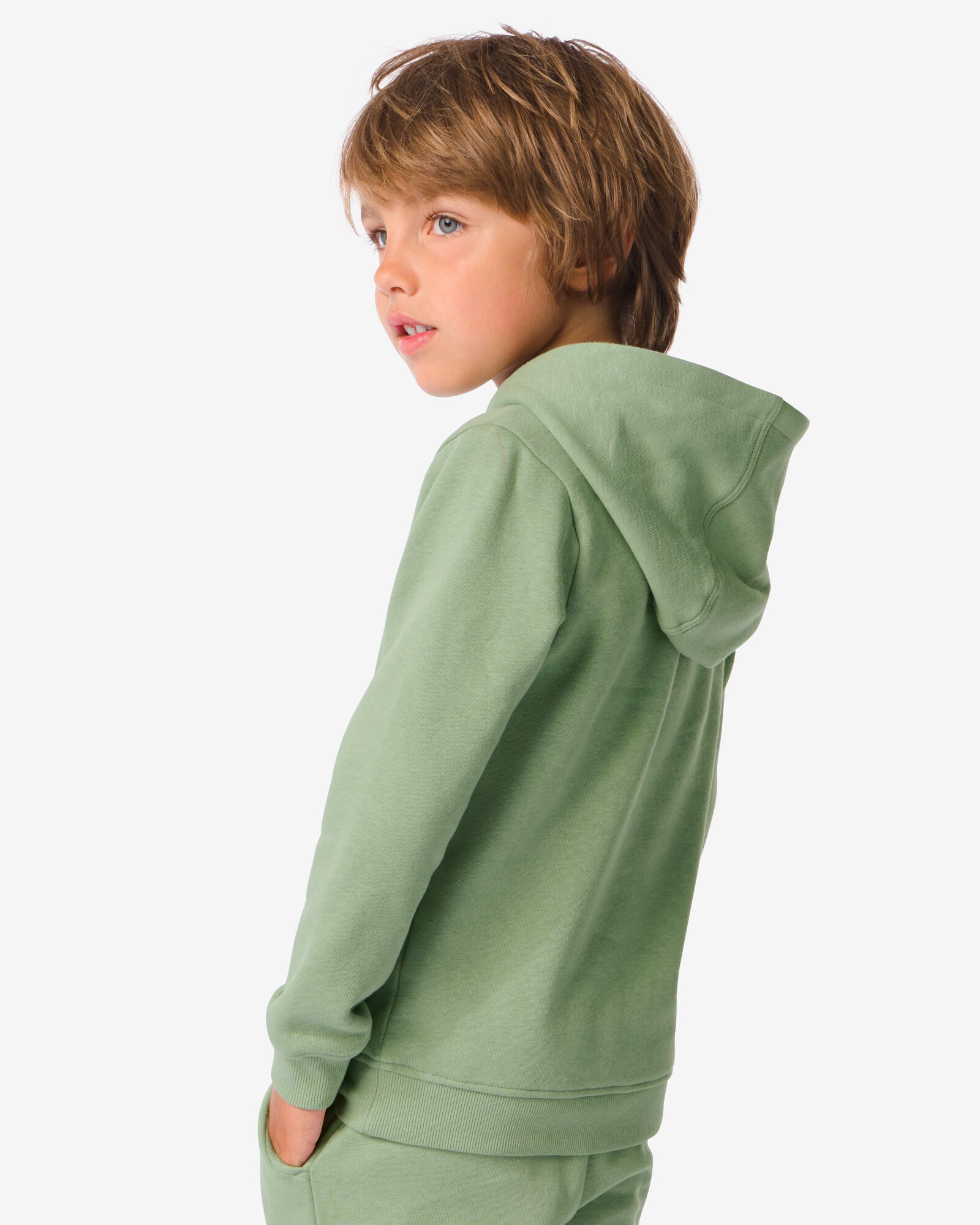 kinder hoodie met kangeroezak groen 110/116 - 30769429 - HEMA