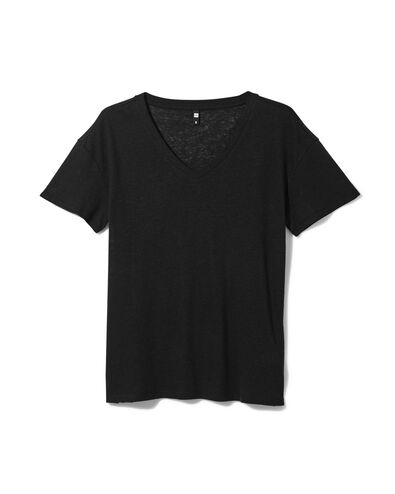 dames t-shirt Evie met linnen zwart zwart - 36263550BLACK - HEMA