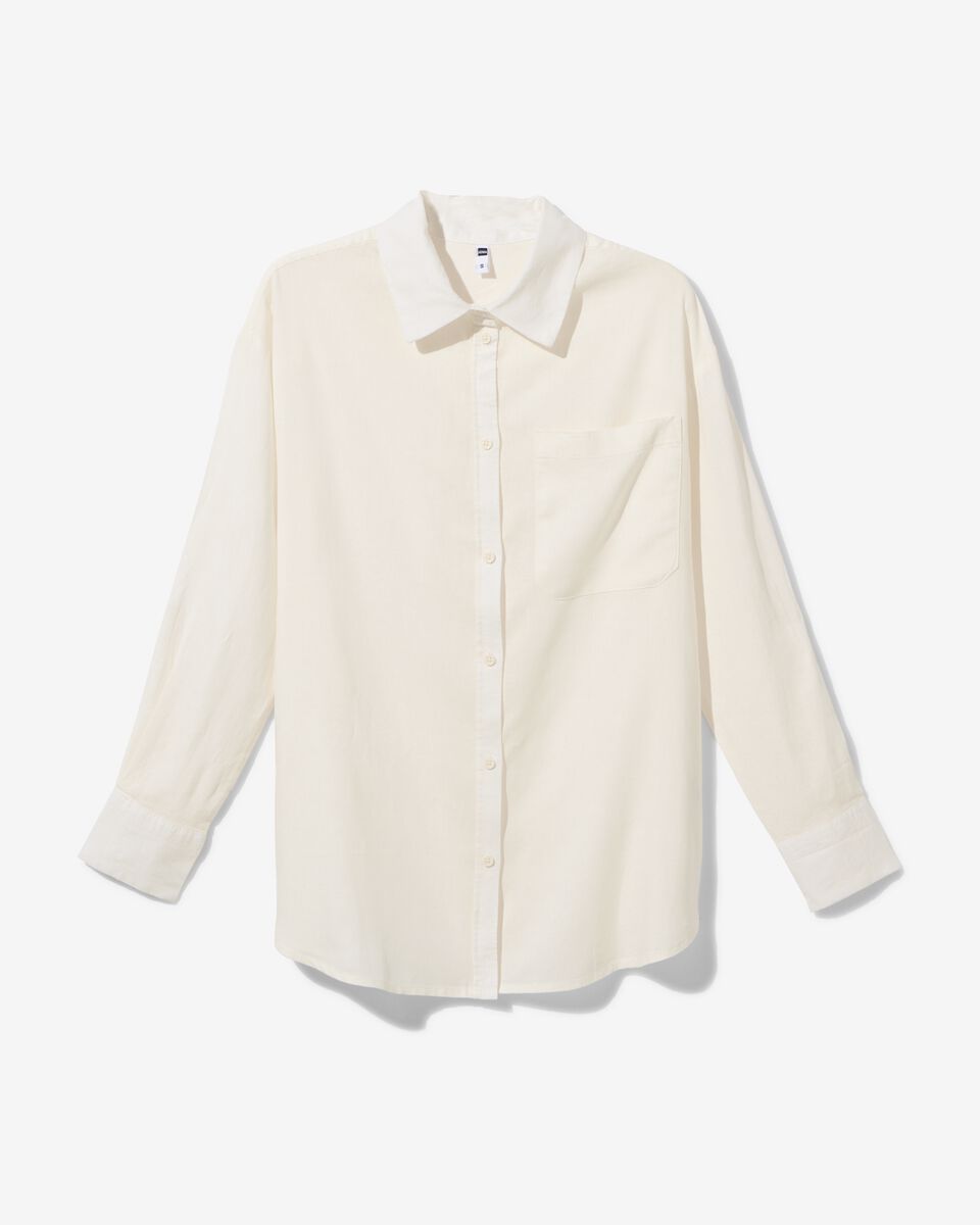 dames blouse Lizzy met linnen wit XL - 36226739 - HEMA