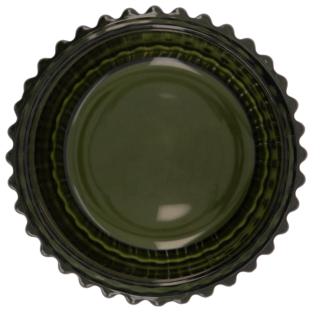 sfeerlichthouder glas met ribbels Ø7x6.5 groen - 13322117 - HEMA