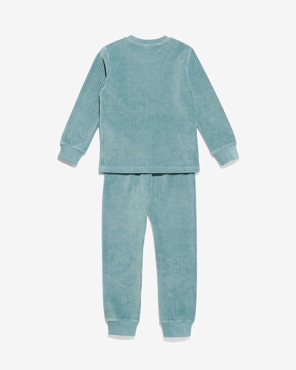 kinder pyjama rib velours middenblauw middenblauw - 23060480MIDBLUE - HEMA