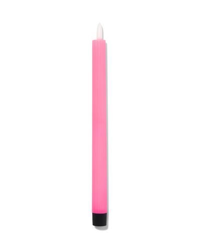 LED ribbel kaars met wax Ø2.3x28.3 fluo roze - 13550072 - HEMA