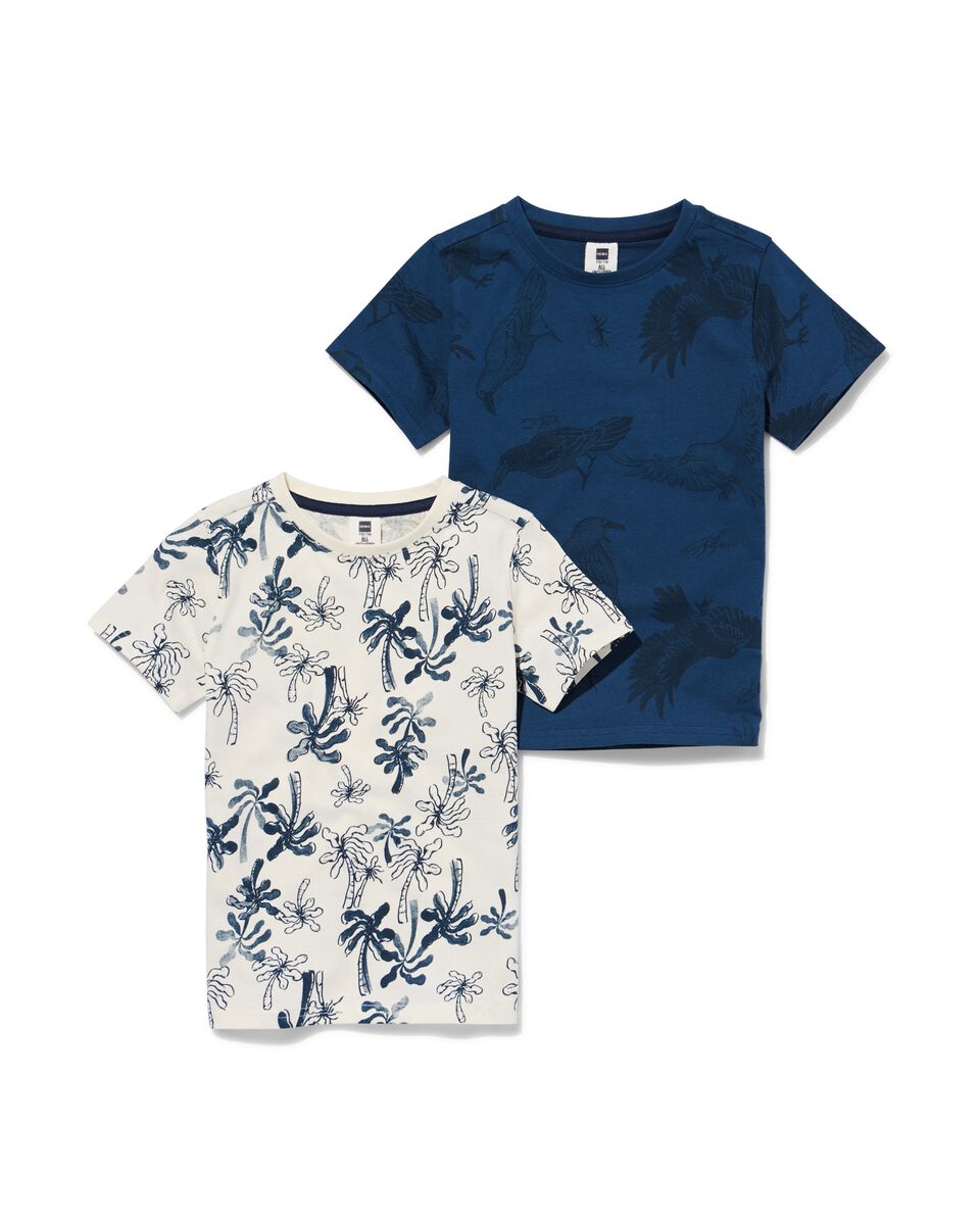 kinder t-shirts - 2 stuks blauw blauw - 1000030916 - HEMA
