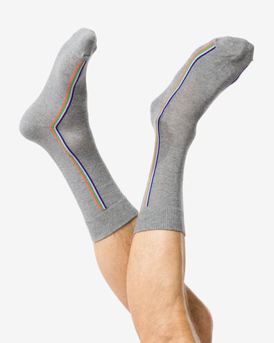 heren sokken met katoen zijstreep grijsmelange 39/42 - 4152691 - HEMA