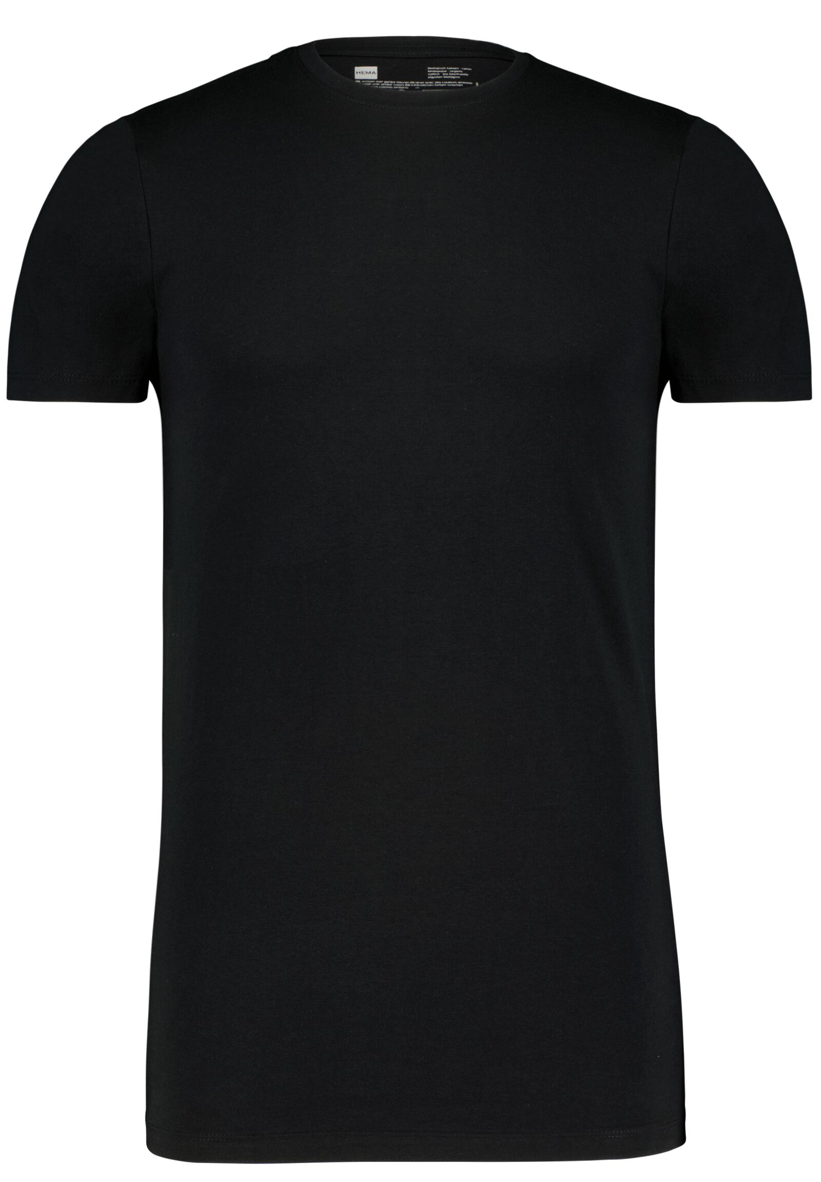 heren t-shirt regular fit o-hals extra lang - 2 stuks zwart M - 34277074 - HEMA