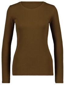 dames t-shirt Clara rib bruin bruin - 1000028449 - HEMA