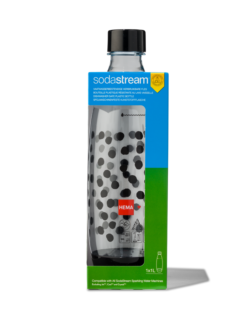 SodaStream kunststof fles zwart stippen 1L - 80405201 - HEMA