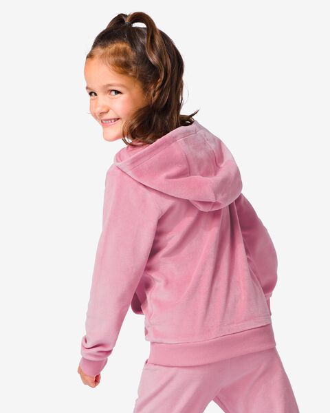 kinder sweater met capuchon velours oudroze oudroze - 1000032451 - HEMA