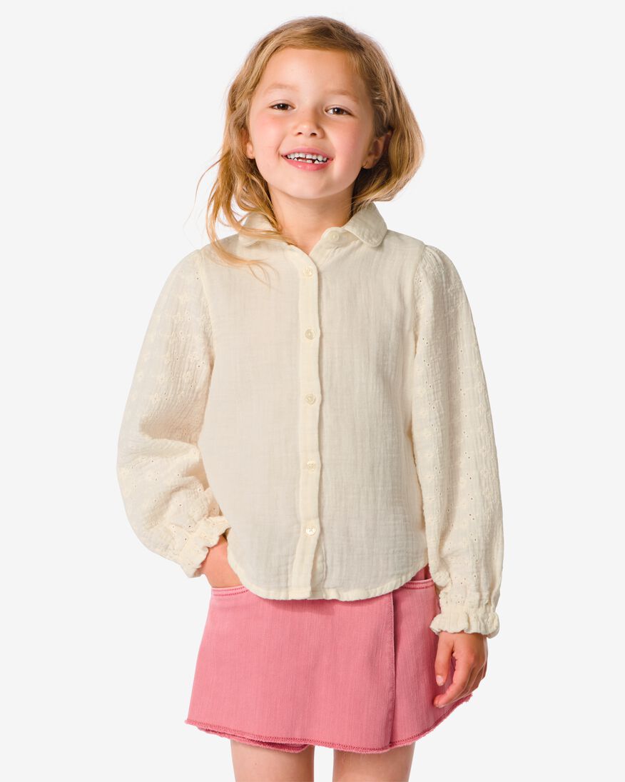 kinder blouse met broderie wit - 1000031906 - HEMA