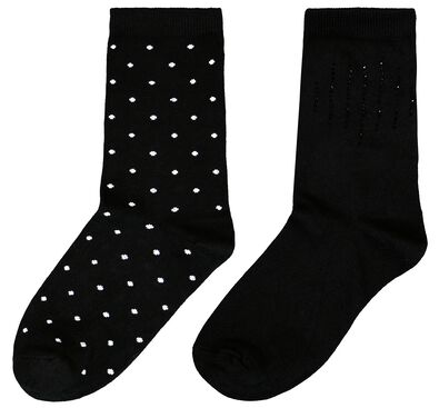 dames sokken met katoen - 2 paar zwart - 1000028906 - HEMA