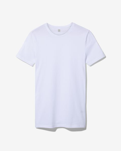 heren t-shirt regular fit o-hals extra lang - 2 stuks wit XL - 34277066 - HEMA