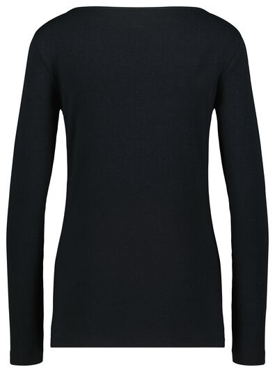 dames t-shirt boothals zwart S - 36342171 - HEMA