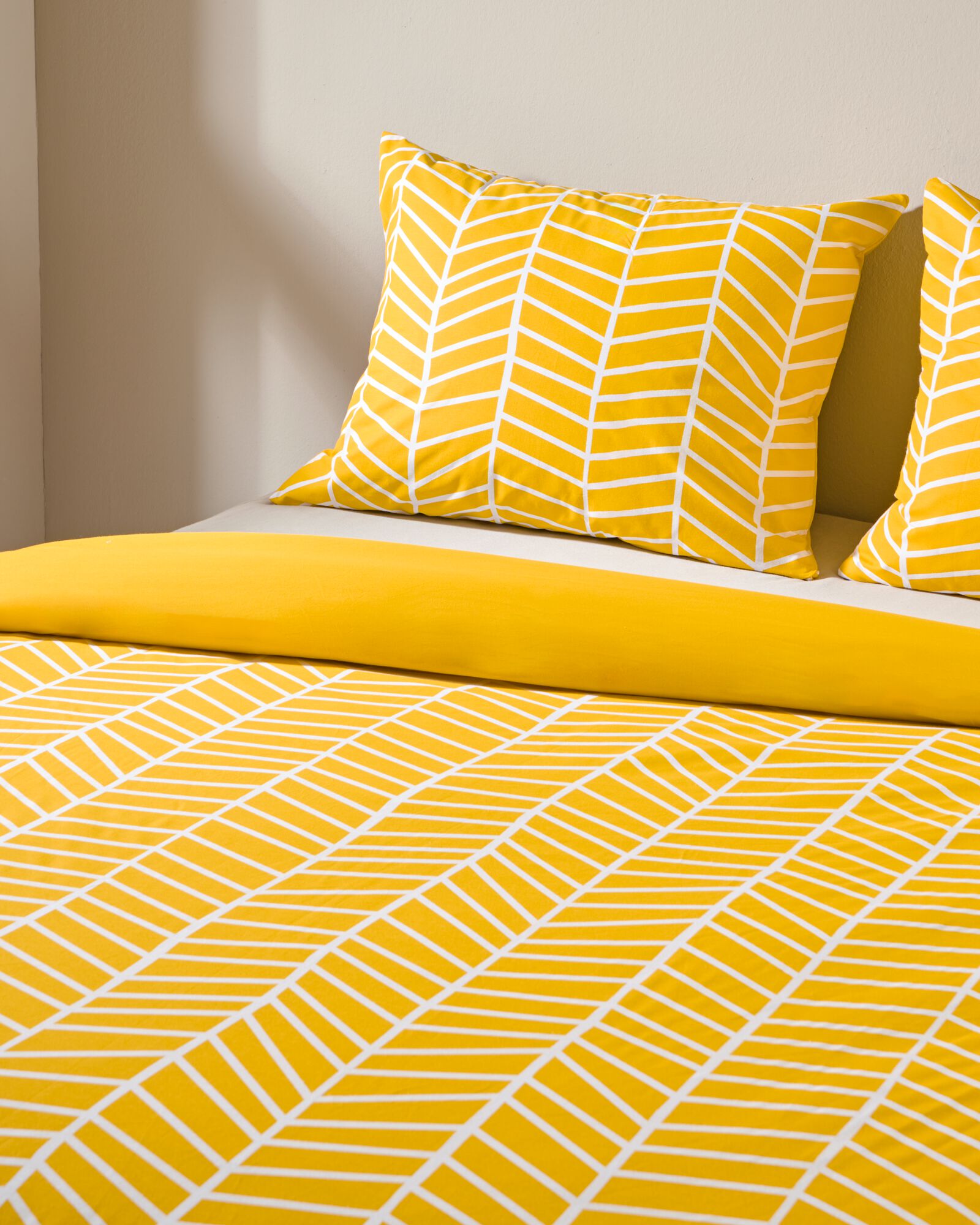 dekbedovertrek - zacht katoen - 240 x 220 cm - geel print geel 240 x 220 - 5750006 - HEMA