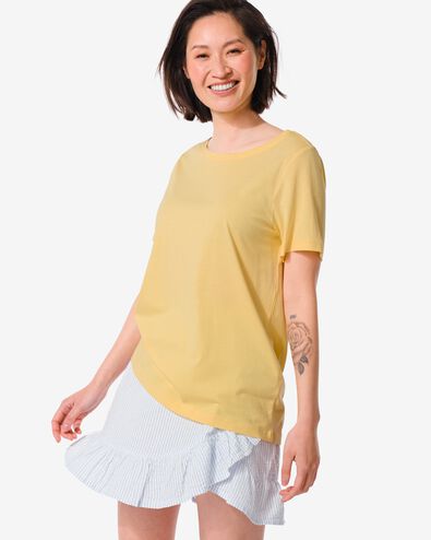 dames t-shirt Alara met bamboe geel L - 36216738 - HEMA