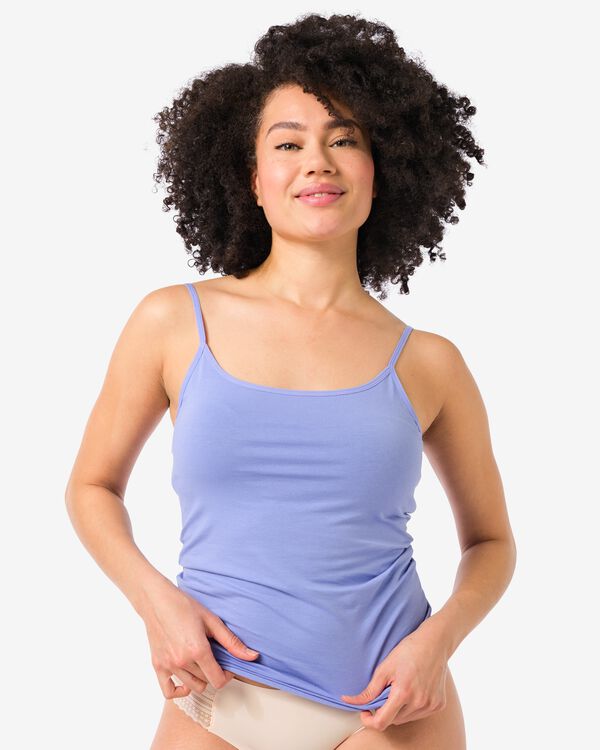 dameshemd katoen spaghettibandjes blauw blauw - 19621246BLUE - HEMA