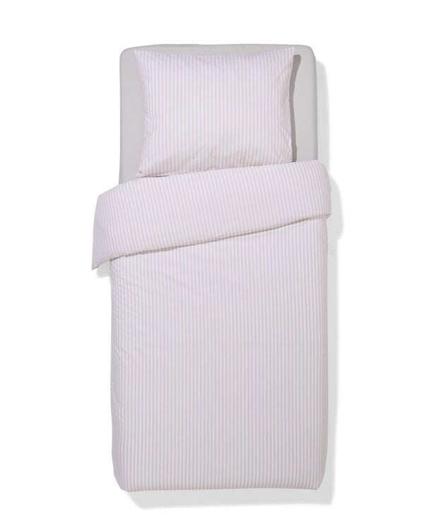 dekbedovertrek 140x200/220cm zacht katoen strepen beige - 5750134 - HEMA
