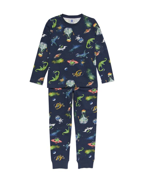 kinder pyjama space dino donkerblauw donkerblauw - 23080580DARKBLUE - HEMA