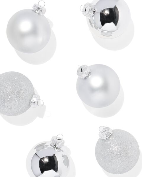 Kanon Factureerbaar natuurlijk kerstballen glas zilver Ø7 cm - 6 stuks - HEMA