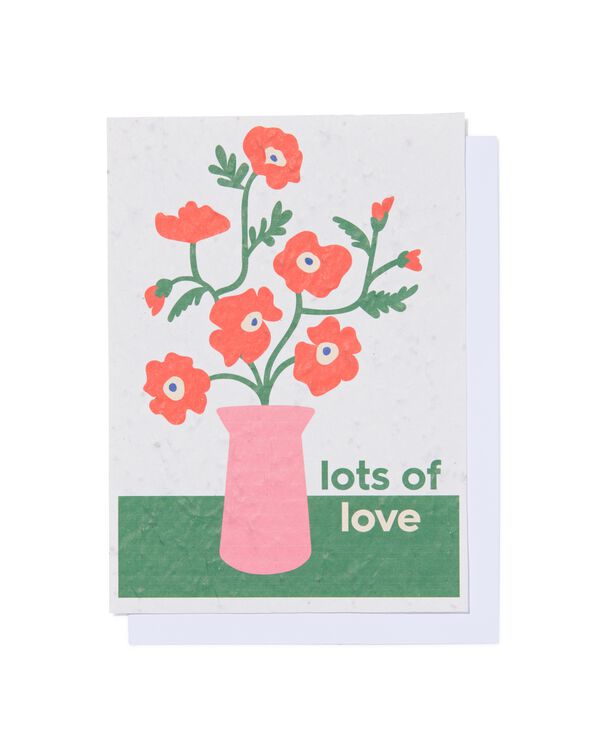 wenskaart 'lots of love' met bloemenzaadjes - 41860109 - HEMA