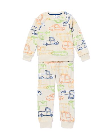 kinder pyjama fleece auto gebroken wit - 23050840OFFWHITE - HEMA