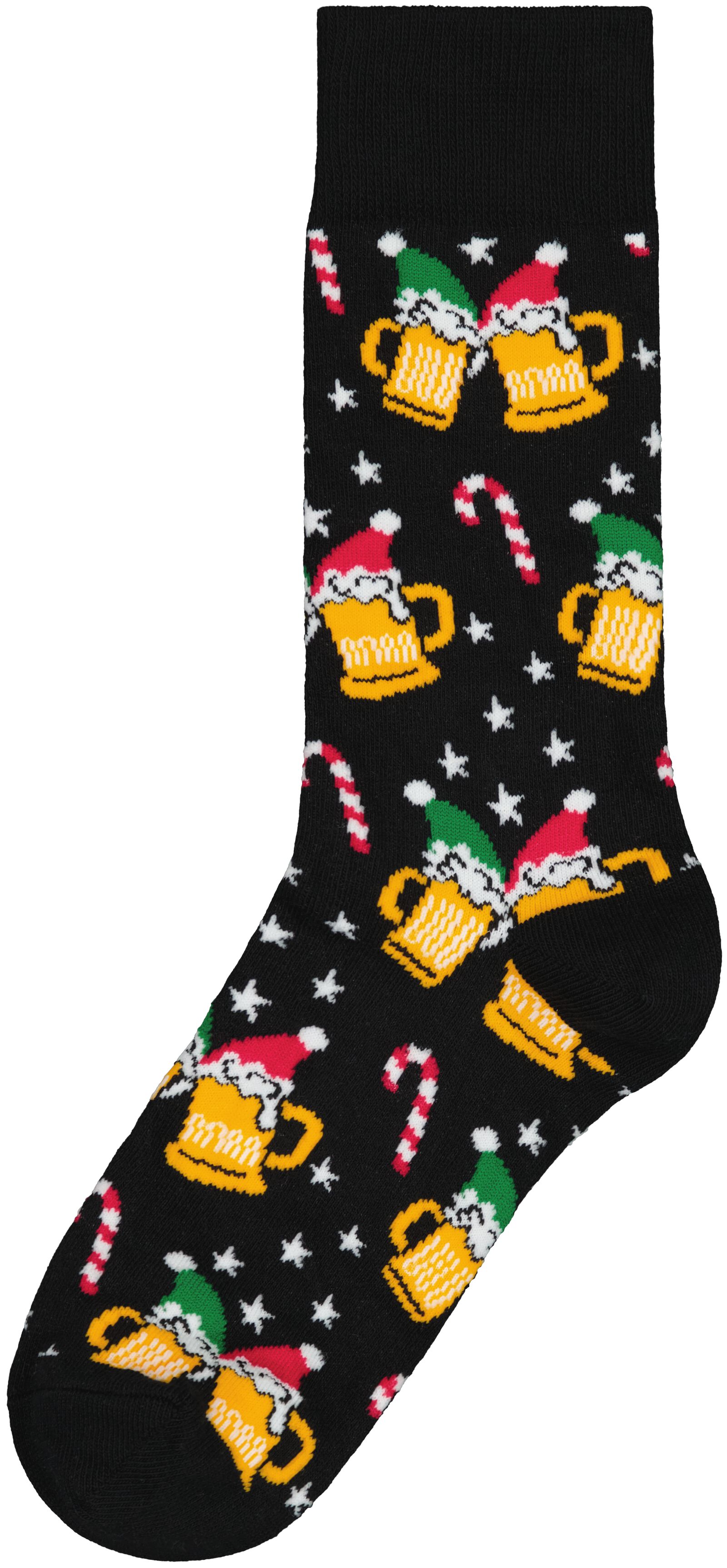 heren kerst sokken bier zwart - 1000029372 - HEMA