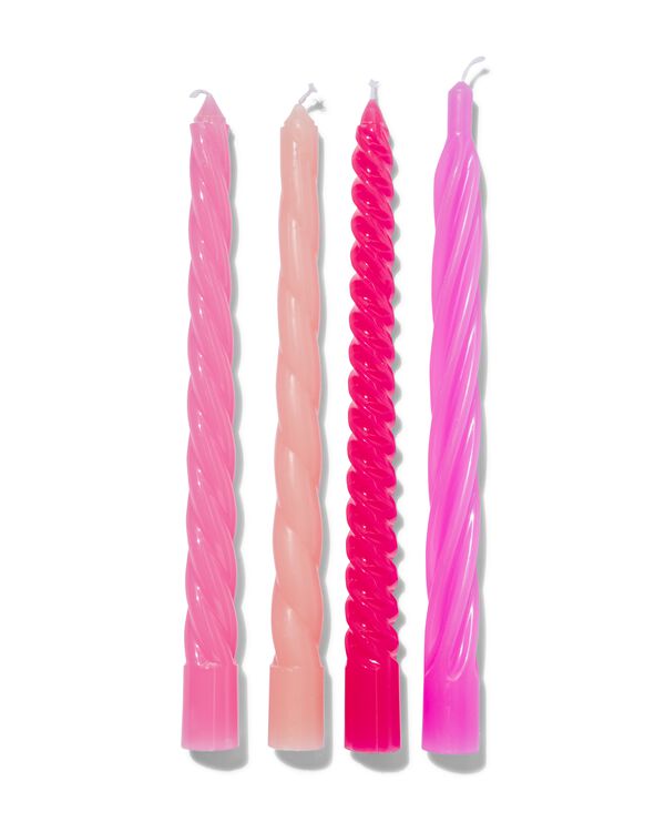 kaarsen met twist Ø2x25 roze - 4 stuks - 13506030 - HEMA