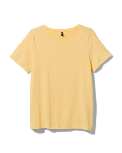 dames t-shirt Alara met bamboe geel M - 36216737 - HEMA