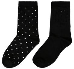 dames sokken met katoen - 2 paar zwart zwart - 1000028906 - HEMA