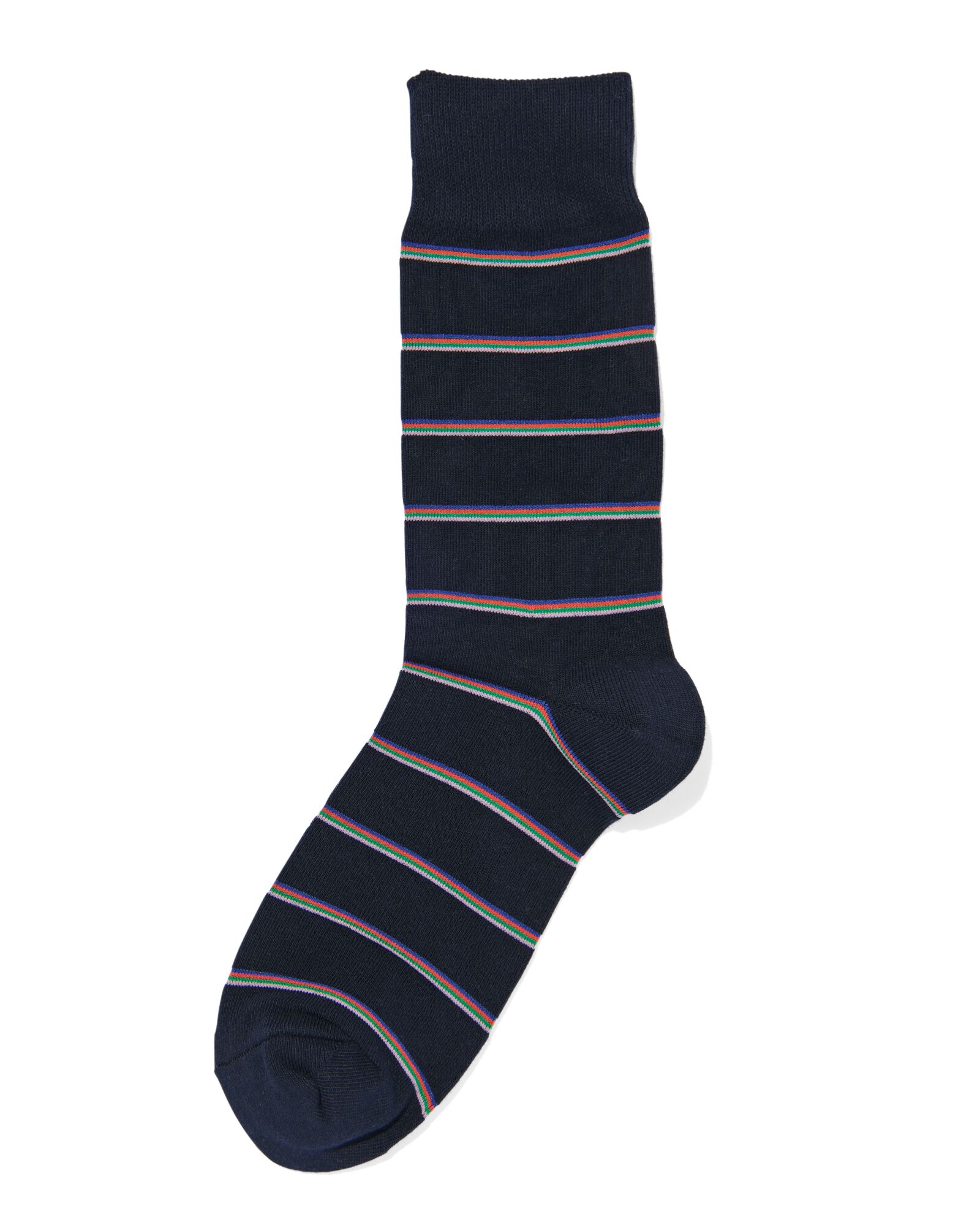Image of HEMA Heren Sokken Met Katoen Strepen Donkerblauw (donkerblauw)