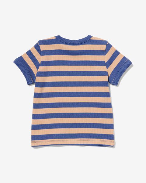 baby t-shirt rib met strepen blauw - 1000031002 - HEMA