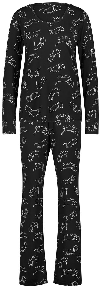 dames pyjama micro zwart - 1000028622 - HEMA