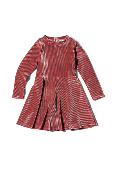 kinder jurk fluweel met ribbels roze - 1000029322 - HEMA
