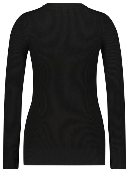 dames pullover Louisa rib zwart M - 36208217 - HEMA