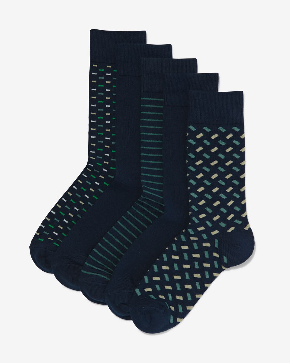 heren sokken met katoen grafisch - 5 paar donkerblauw donkerblauw - 1000030646 - HEMA