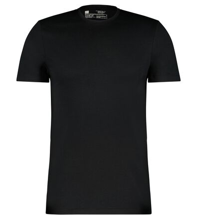 heren t-shirt regular fit o-hals - 2 stuks zwart S - 34277033 - HEMA