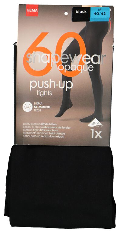 panty push-up 60denier zwart - 1000001215 - HEMA