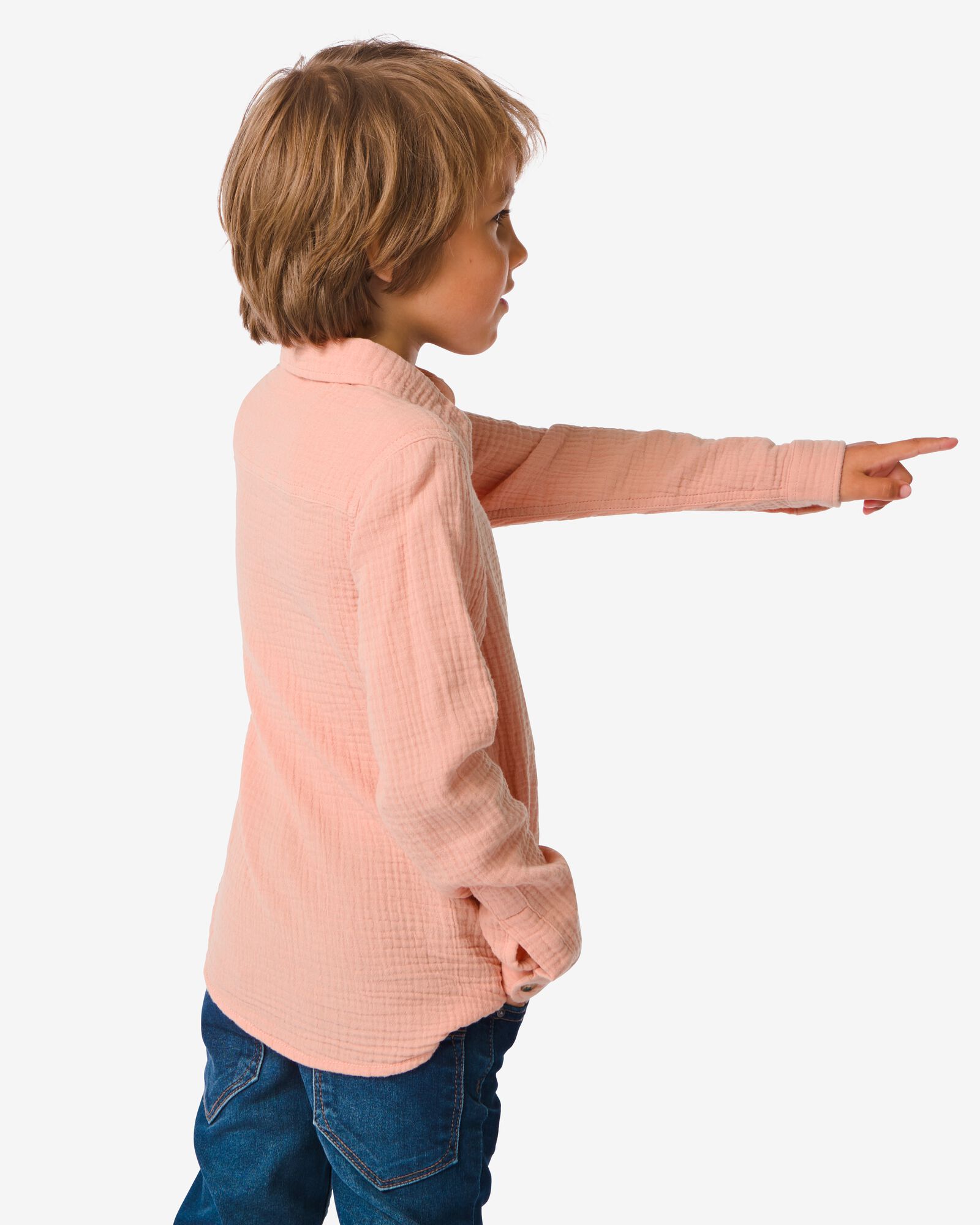 kinder overhemd mousseline roze - 1000032251 - HEMA