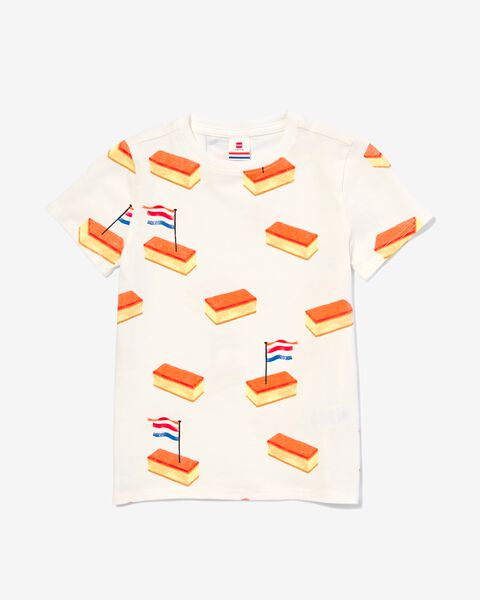 kinder t-shirt met oranje tompouces gebroken wit gebroken wit - 1000030936 - HEMA