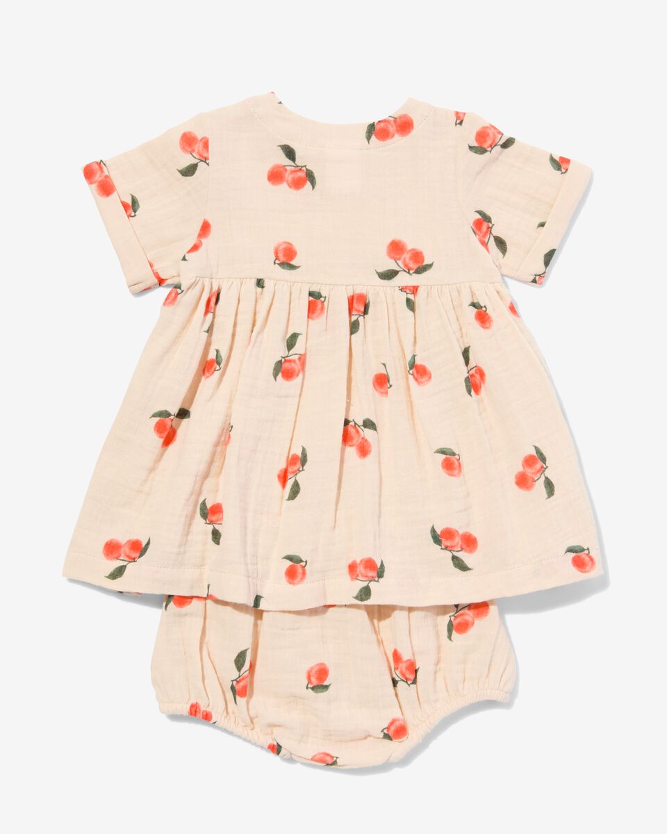 baby kledingset jurk en broekje mousseline perzik - 1000030969 - HEMA