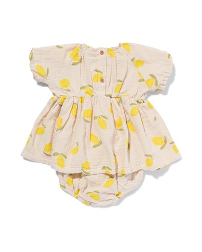 baby kledingset jurk en broekje mousseline citroenen perzik 80 - 33047754 - HEMA