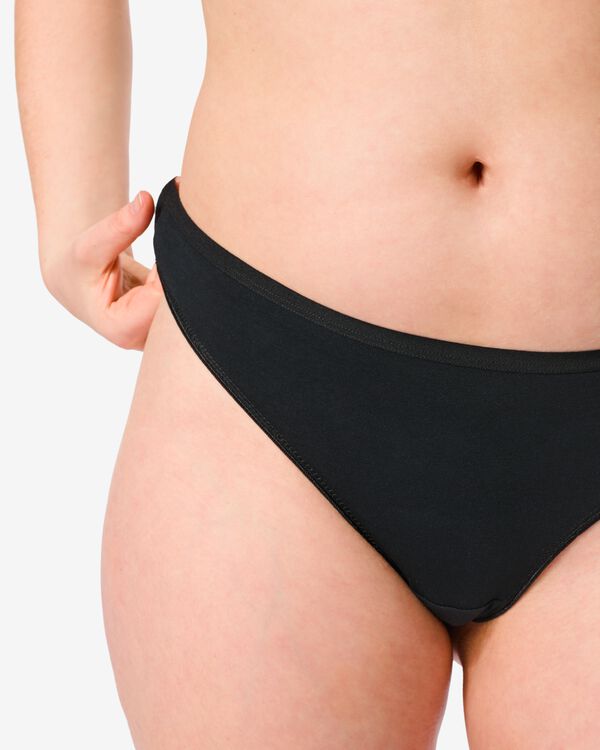 damesstring katoen - 2 stuks zwart zwart - 1000030293 - HEMA