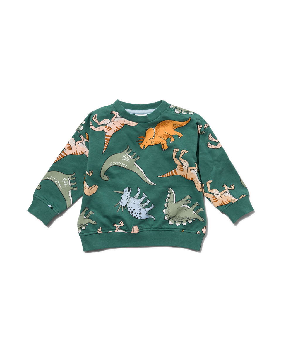 baby kledingset sweatbroek en sweater dino groen groen - 1000029762 - HEMA