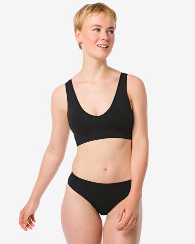 dameshipster naadloos rib zwart zwart - 21900845BLACK - HEMA