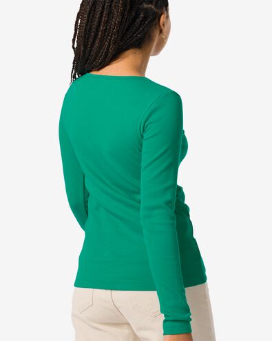dames t-shirt Clara rib groen groen - 36256550GREEN - HEMA