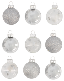 kerstballen Ø4cm glas zilver - 9 stuks - 25103156 - HEMA