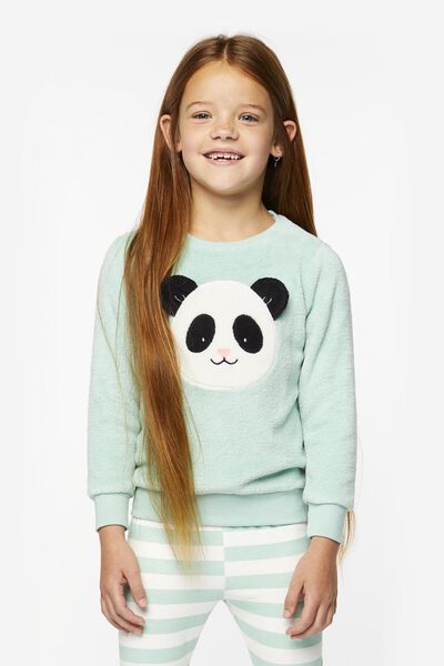 Heup Lenen Aanbeveling kinderpyjama fleece panda lichtgroen - HEMA