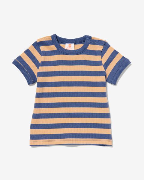 baby t-shirt rib met strepen blauw - 1000031002 - HEMA