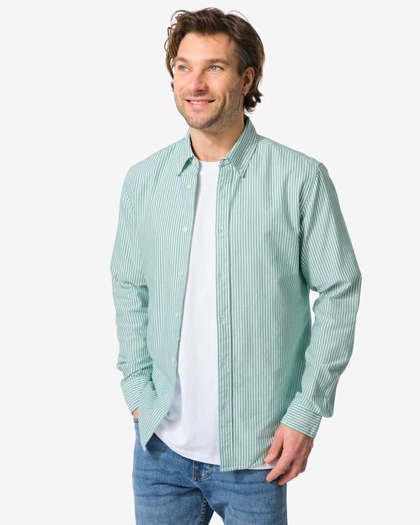 herenoverhemd strepen  felgroen felgroen - 2140140BRIGHTGREEN - HEMA